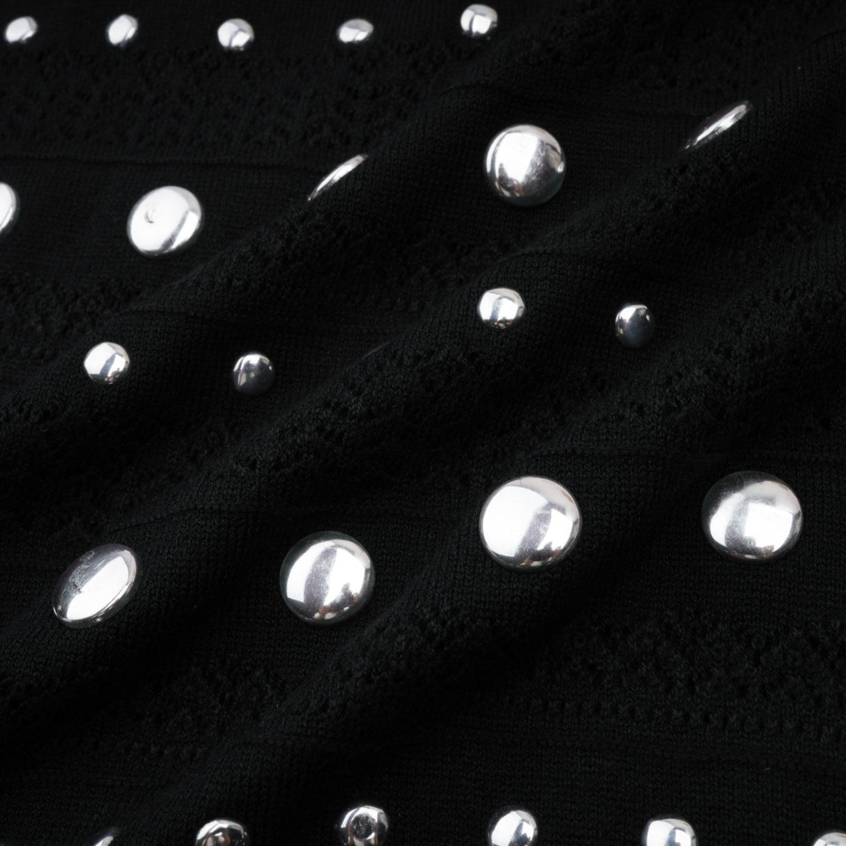 Black crochet knit maxi dress with studs by Chloe