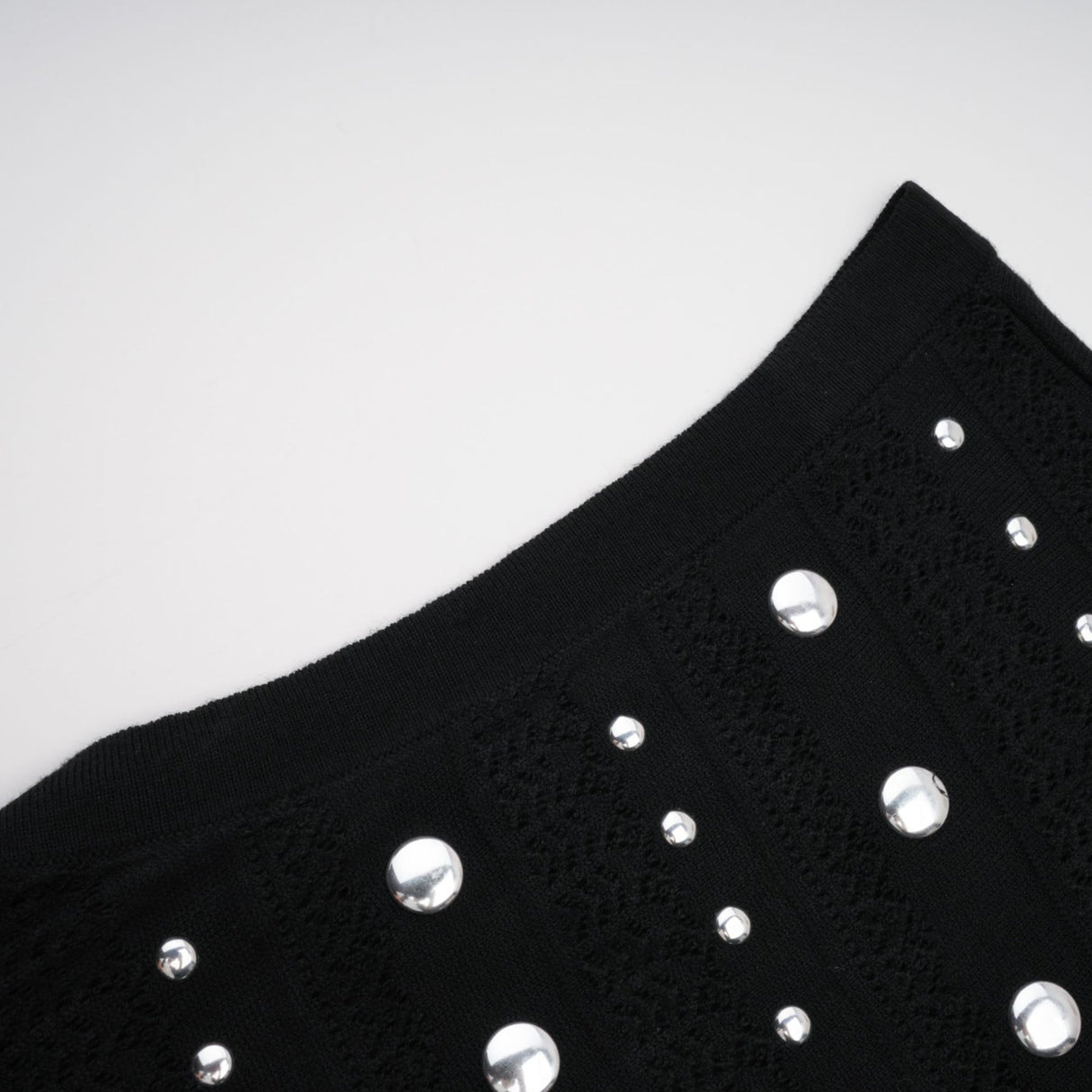 Black crochet knit maxi dress with studs by Chloe