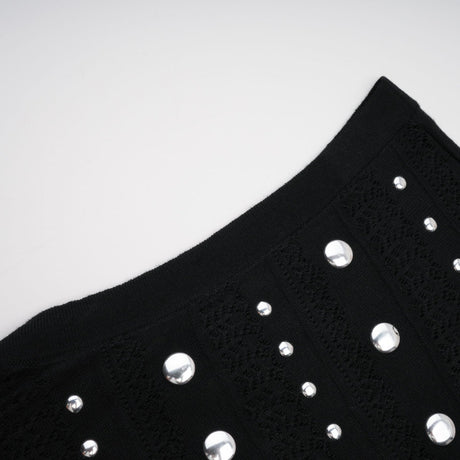 Black crochet knit maxi dress with studs by Chloe