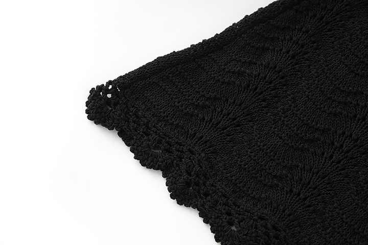 Black crochet lace fitted silhouette with white accents