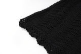Black crochet lace fitted top with white accents