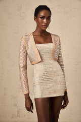 Black cropped jacket with silver stud embellishments on shoulders and lapels Ubalda design with short length and structured silhouette