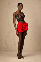 Black cropped vest top with floral lace design called Lila