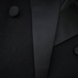 Black double breasted long coat named Eithne