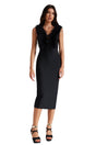 Black Feather V Neck Bandage Midi Dress