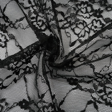 Black floral lace matching set with sleeveless vest and dress in Louise style