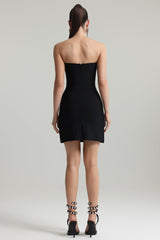 Black Gaetana Rhinestone Mini Dress