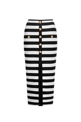 Black Martha Off-the-Shoulder Hollow Out Slit Bandage Midi Two-Piece Set