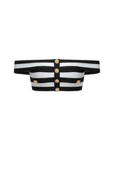 Black Martha Off-the-Shoulder Slit Bandage Two-Piece Set
