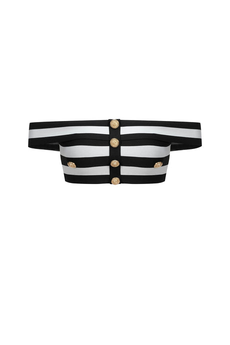 Black Martha Off-the-Shoulder Slit Bandage Two-Piece Set