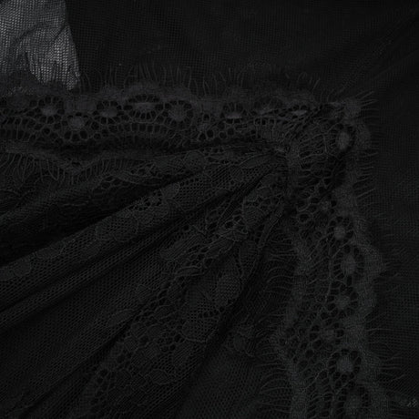 Black maxi dress with crystal embellishments and crossover design named Irene