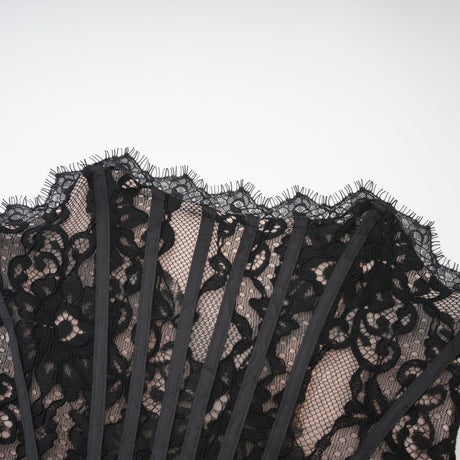 Black mini dress with lace trim called Kylitha