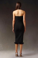 Black Nahla Halter Sleeveless Lace Bandage Midi Dress