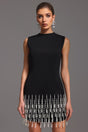 Black Nanci Sleeveless Pearl Mini Dress