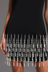 Black Nanci Sleeveless Pearl Mini Dress