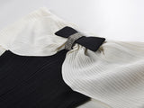 Black off-shoulder bodycon dress with bow detail