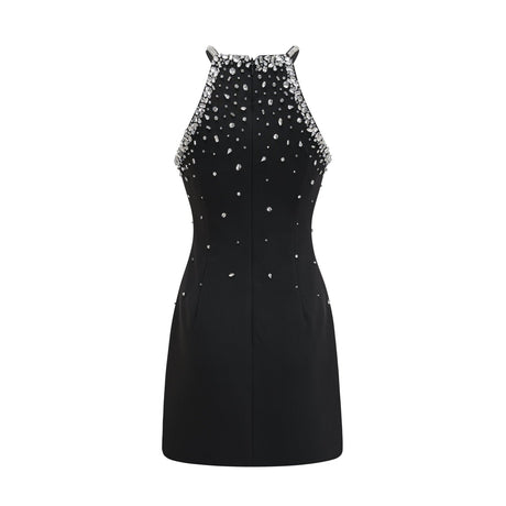 Black ornate mini dress with Xanthea design