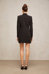 Black sequined blazer dress with embellishments named Elena