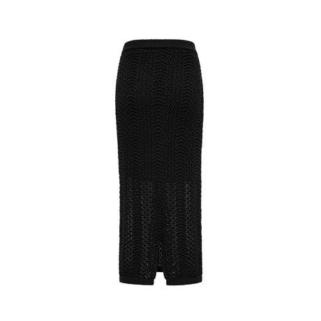 Black sequined crochet knit cardigan and skirt set named Ophelie matching outfit with sparkly texture