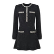 Black Sparkle A-line Structured Silhouette Dress with Crystal Details