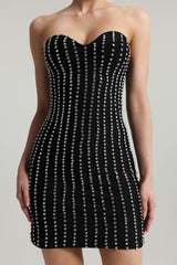 Black strapless Gaetana dress with rhinestone detailing