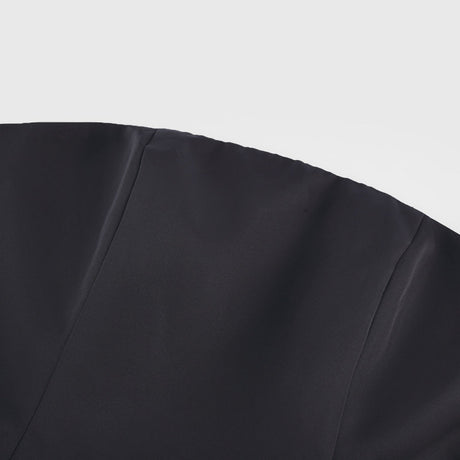 Black strapless mini dress with corset style and floral petal details named Lucie
