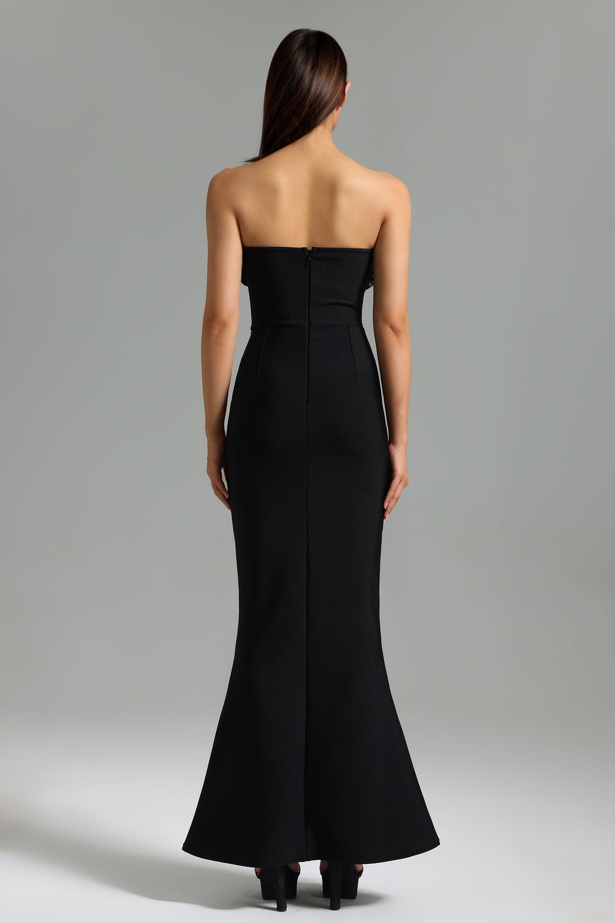 Black Vafa Off Shoulder Diamante Bandage Midi Dress