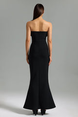 Black Vafa Off Shoulder Diamante Bandage Midi Dress