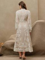 Black Vintage Elegant Lace MidLength Dress For Women SpringSummer