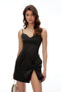 Blanche Black Sweetheart Mini Dress with Bow Detail