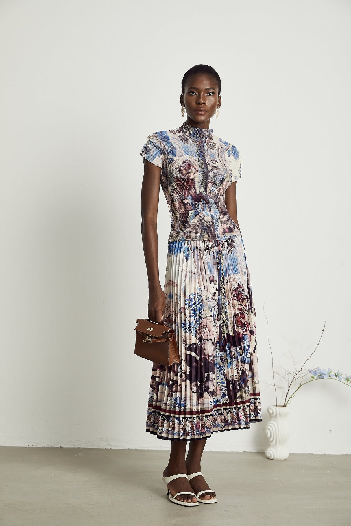 Blanche floralprint pleated top  skirt matching set