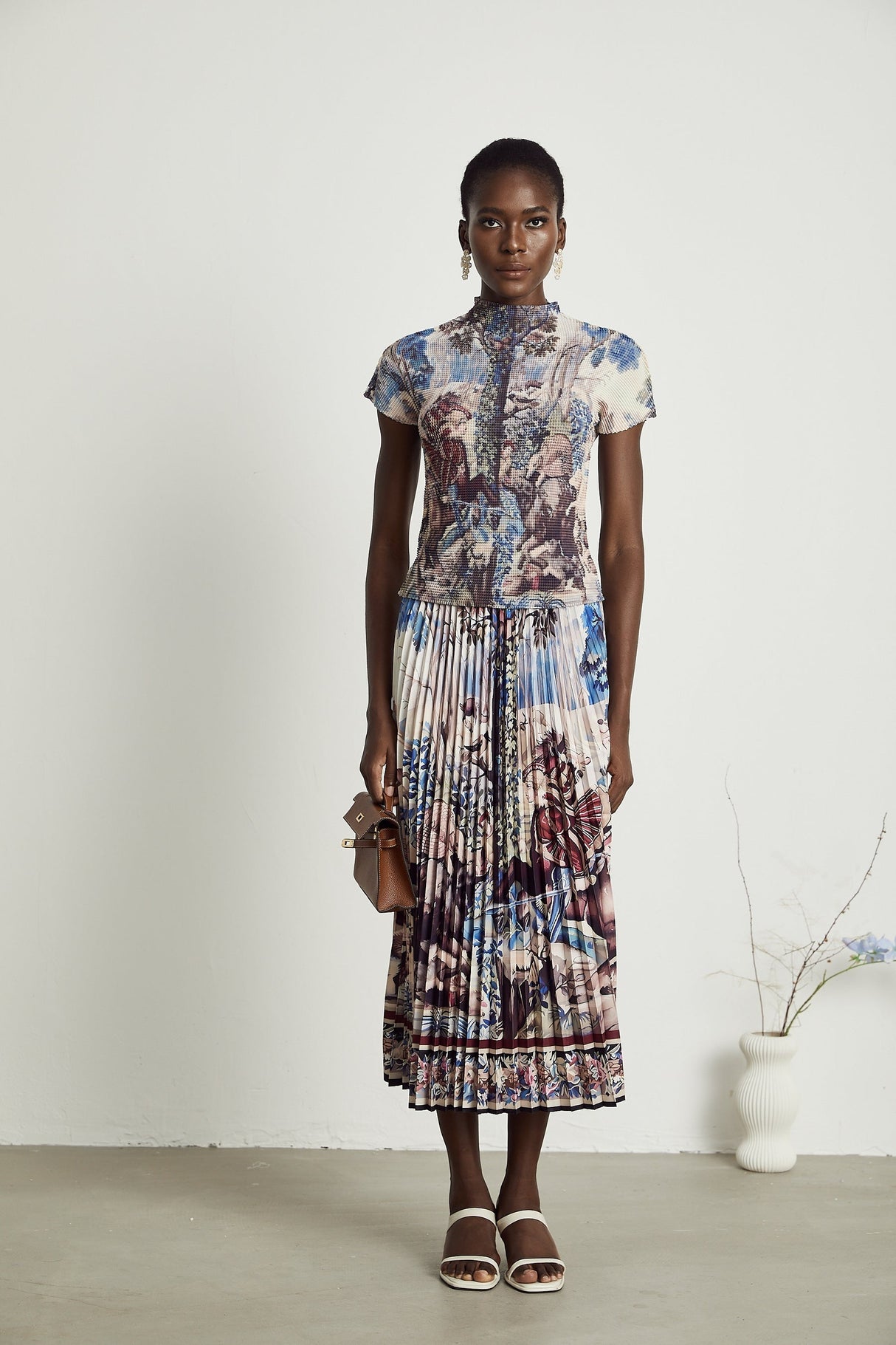 Blanche floralprint pleated top  skirt matching set