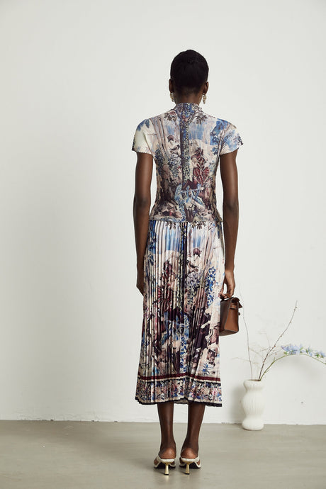 Blanche floralprint pleated top  skirt matching set