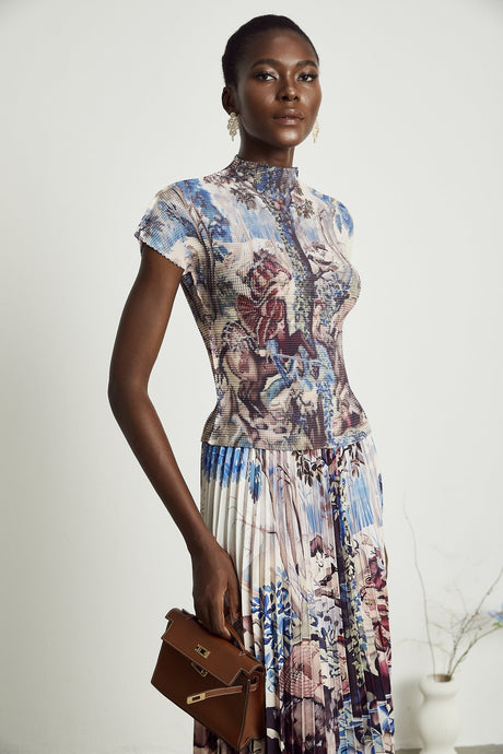 Blanche floralprint pleated top  skirt matching set