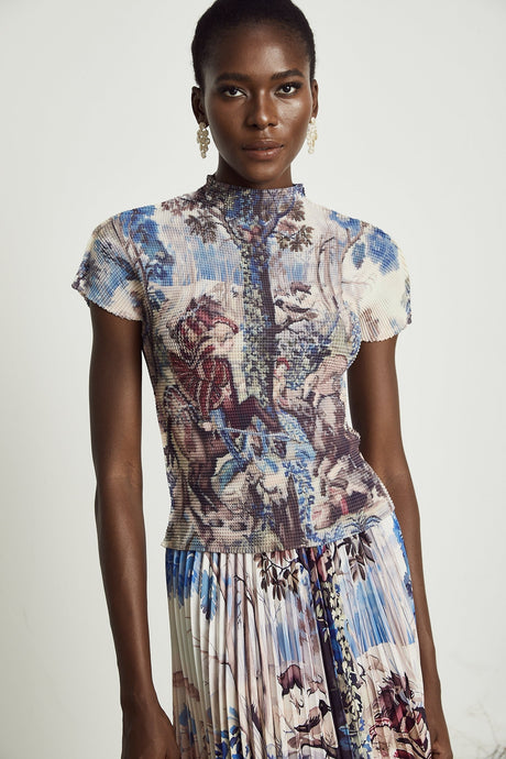 Blanche floralprint pleated top  skirt matching set