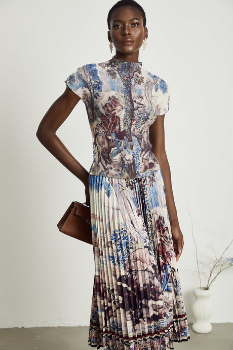 Blanche floralprint pleated top  skirt matching set