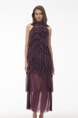Blanche Purple Floral Ruffled Maxi Dress