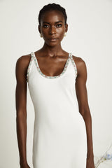 Blanche white beadembellished cardigan  dress matching set