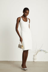 Blanche white beadembellished cardigan  dress matching set