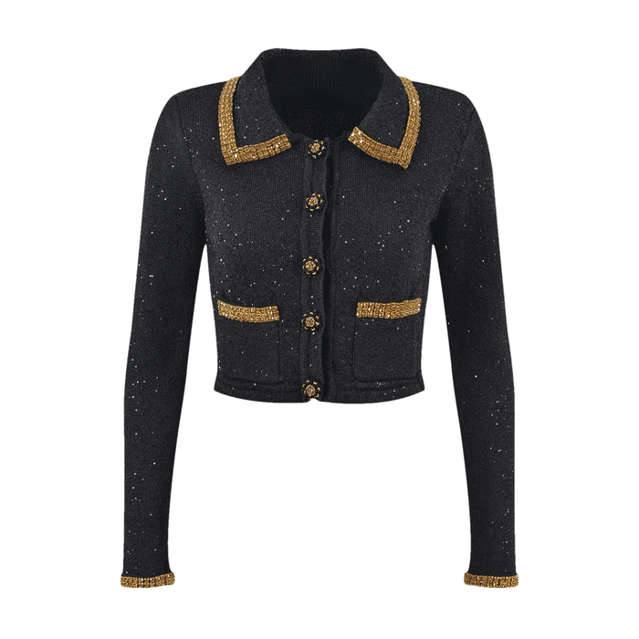 Zoe Jacket & Skirt Black Sequin Matching Set