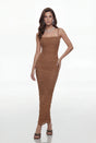 Bloem Brown Ruched Corset Maxi Dress