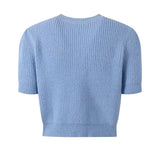Blue Cropped Cardigan and Pencil Skirt Ensemble in Soft Pastel Blue