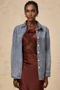 Blue denim shirt with vertical stripes and embellishments named Josephine