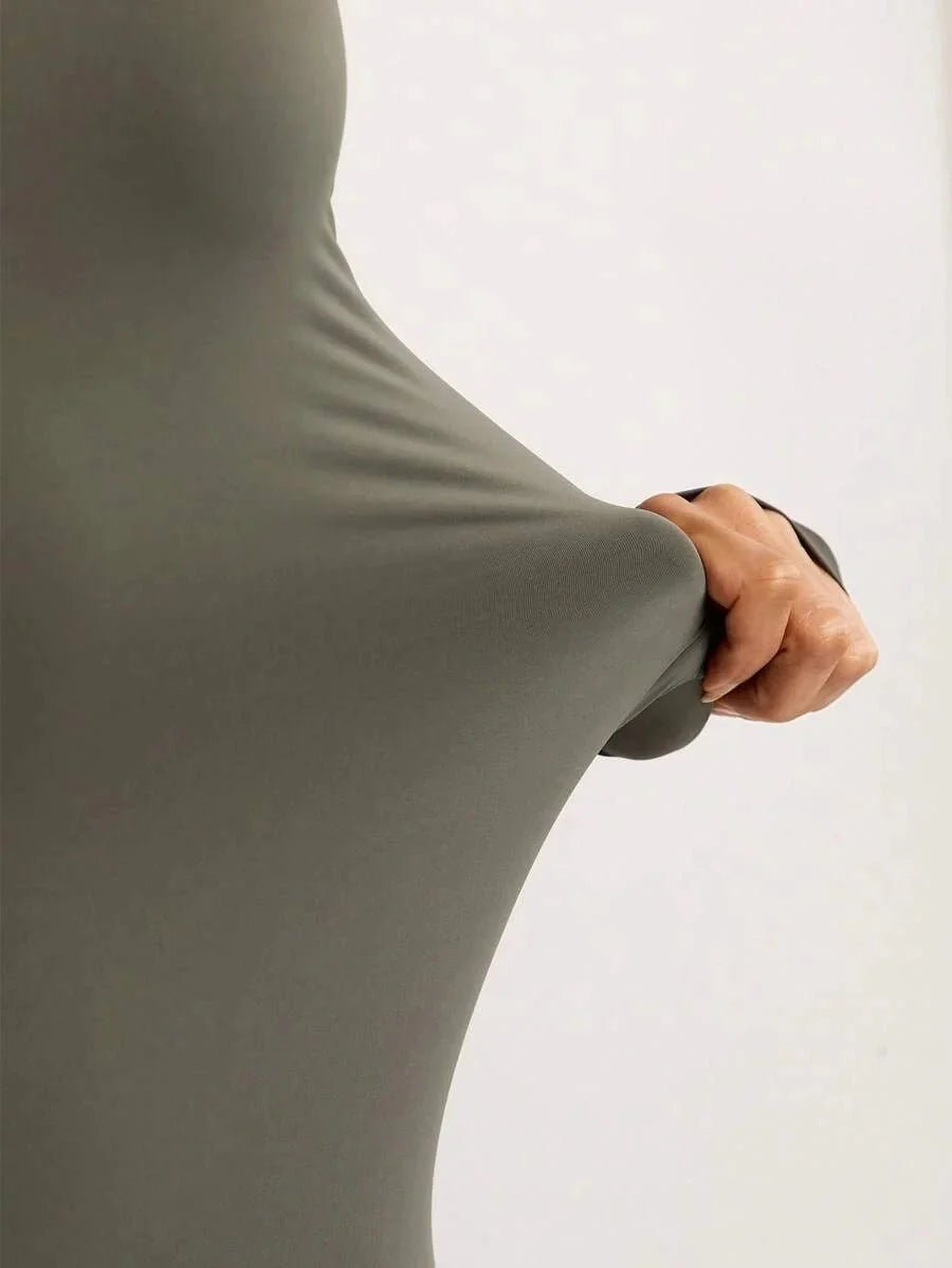 Bodysuit - High Stretch Fabric - Slim Fit - Sleeveless Length - Asymmetrical, Ruched - Casual Style - Natural (mid Waist) Waist Line