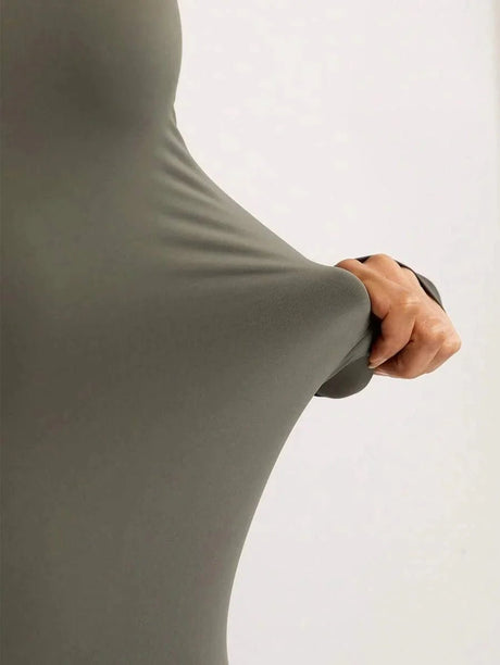 Bodysuit - High Stretch Fabric - Slim Fit - Sleeveless Length - Asymmetrical, Ruched - Casual Style - Natural (mid Waist) Waist Line