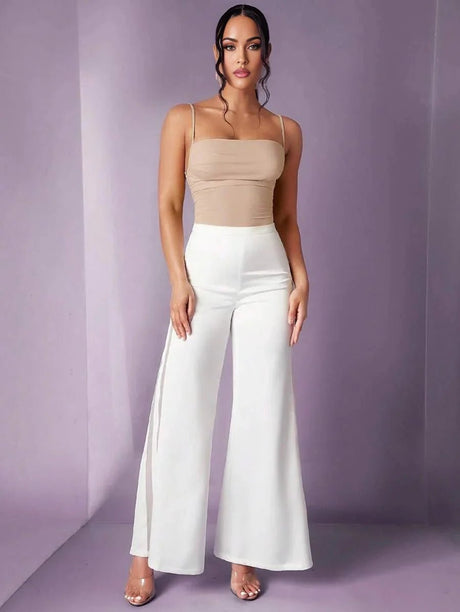 Bodysuit - Slim Fit - High Stretch Fabric Elasticity - Backless, Lace Up - Natural Waist Line (mid Waist) - Sleeveless Length