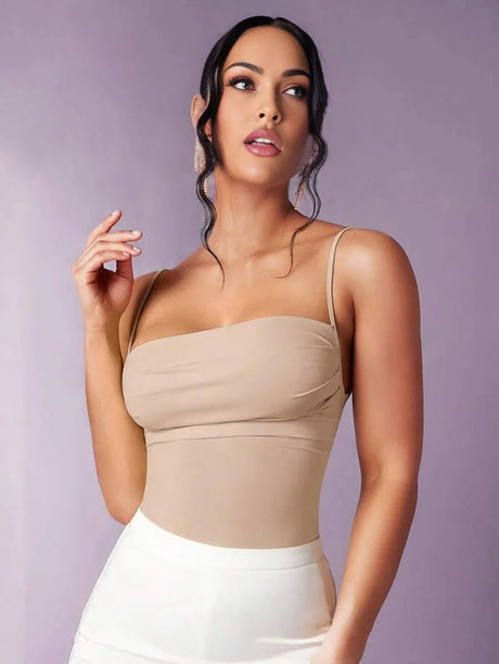 Bodysuit - Slim Fit - High Stretch Fabric Elasticity - Backless, Lace Up - Natural Waist Line (mid Waist) - Sleeveless Length