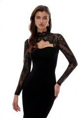 Bokamoso Black Lace Panel Maxi Gown