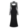 Bokamoso Black Lace Panel Maxi Gown