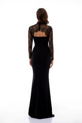 Bokamoso Black Lace Panel Maxi Gown